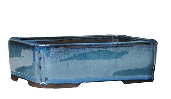 Голубые 30.3cmx21.6cmx10.5cm керамические застекленные баки бонзаев